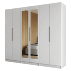 Guarda-Roupa Modulado 240 cm 6 Portas com Espelhos 6 Gavetas Branco Neo Madesa 04