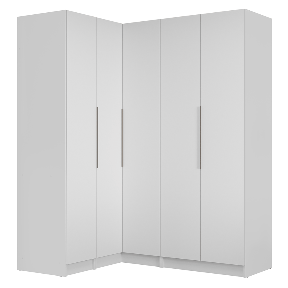 Guarda-Roupa Modulado de Canto 310 cm 5 Portas 2 Gavetas Branco Neo Madesa 01