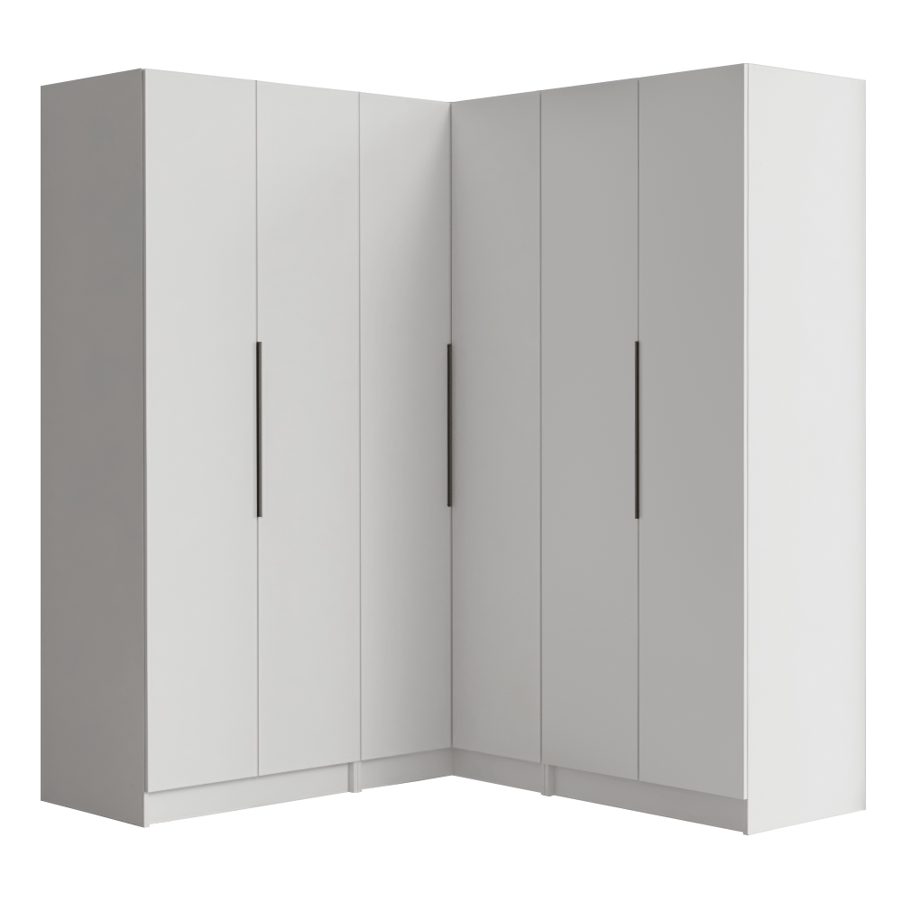 Guarda-Roupa Modulado de Canto 350 cm 6 Portas 4 Gavetas Branco Neo Madesa 01
