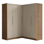 Guarda-Roupa Modulado de Canto 350 cm 6 Portas 4 Gavetas Rustic/Crema Neo Madesa 01