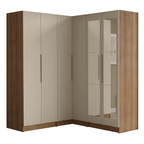 Guarda-Roupa Modulado de Canto 350 cm 6 Portas com Espelhos 4 Gavetas Rustic/Crema Neo Madesa 02