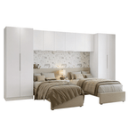 Quarto Infantil com 2 Guarda-Roupas Neo 3 Aéreos 1 Mesa de Cabeceira Branco Madesa