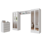 Quarto Infantil com 2 Guarda-Roupas Neo com Espelhos 2 Aéreos 1 Cômoda Branco Madesa 04