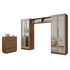 Quarto Infantil com 2 Guarda-Roupas Neo com Espelhos 2 Aéreos 1 Cômoda Rustic/Crema Madesa 04
