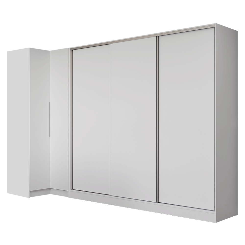 Guarda-Roupa Modulado Neo + Guarda-Roupa Royale 3 Portas de Correr Branco Madesa