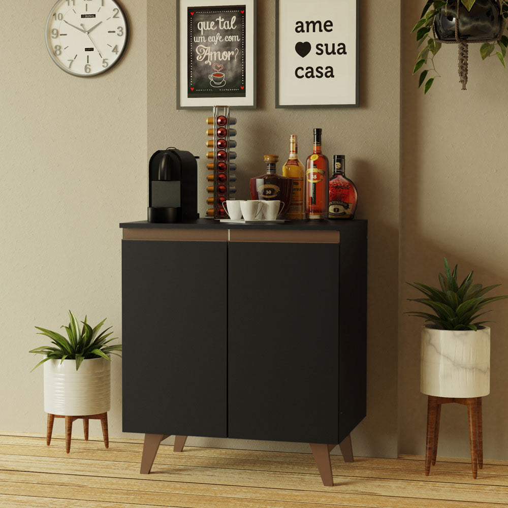 Balcão Cantinho do Café Madesa Reims 70 cm 2 Portas Preto