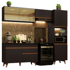 Armário de Cozinha Completa 250cm Preto Reims Madesa XA03
