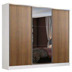 Guarda-Roupa Casal 100% MDF Madesa Zurique 3 Portas de Correr com Espelho Branco/Rustic