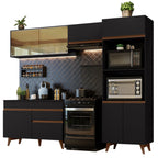 Armário de Cozinha Completa 260cm Preto Reims Madesa XC01