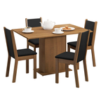 Conjunto Sala de Jantar Tampo de Madeira 4 Cadeiras Rustic/Preto Dover Madesa