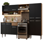 Armário de Cozinha Completa 229cm Rustic/Preto Emilly Madesa 02 XT