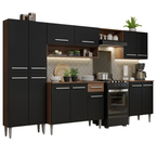 Armário de Cozinha Completa 293cm Rustic/Preto Emilly Madesa 01 XT