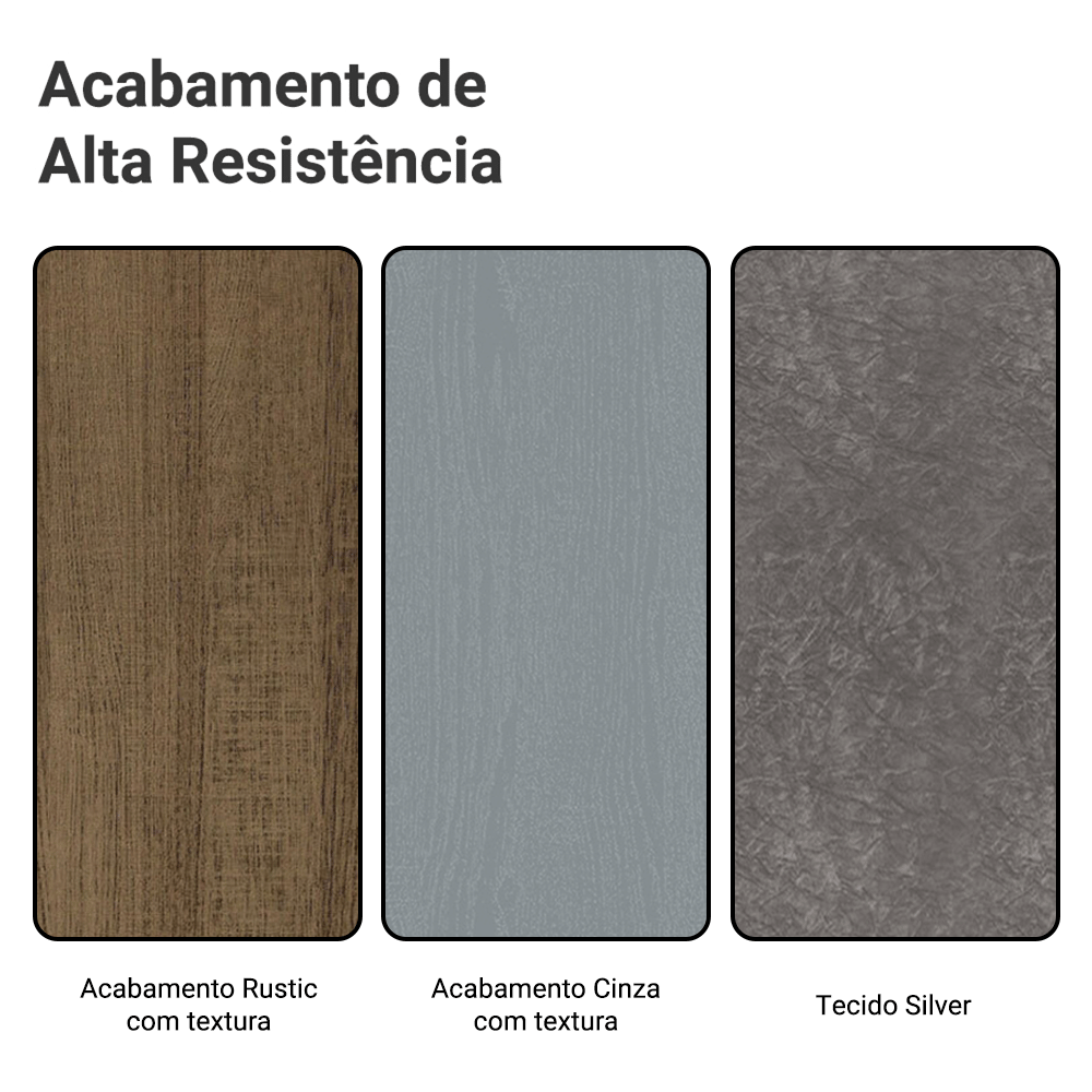 Conjunto Sala de Jantar Mesa Tampo de Vidro 6 Cadeiras Rustic/Cinza/Silver Geórgia Madesa