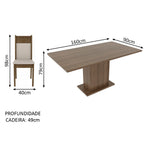 Conjunto Sala de Jantar Lousiana Madesa Mesa Tampo de Madeira com 6 Cadeiras Rustic/Crema/Sintético Bege