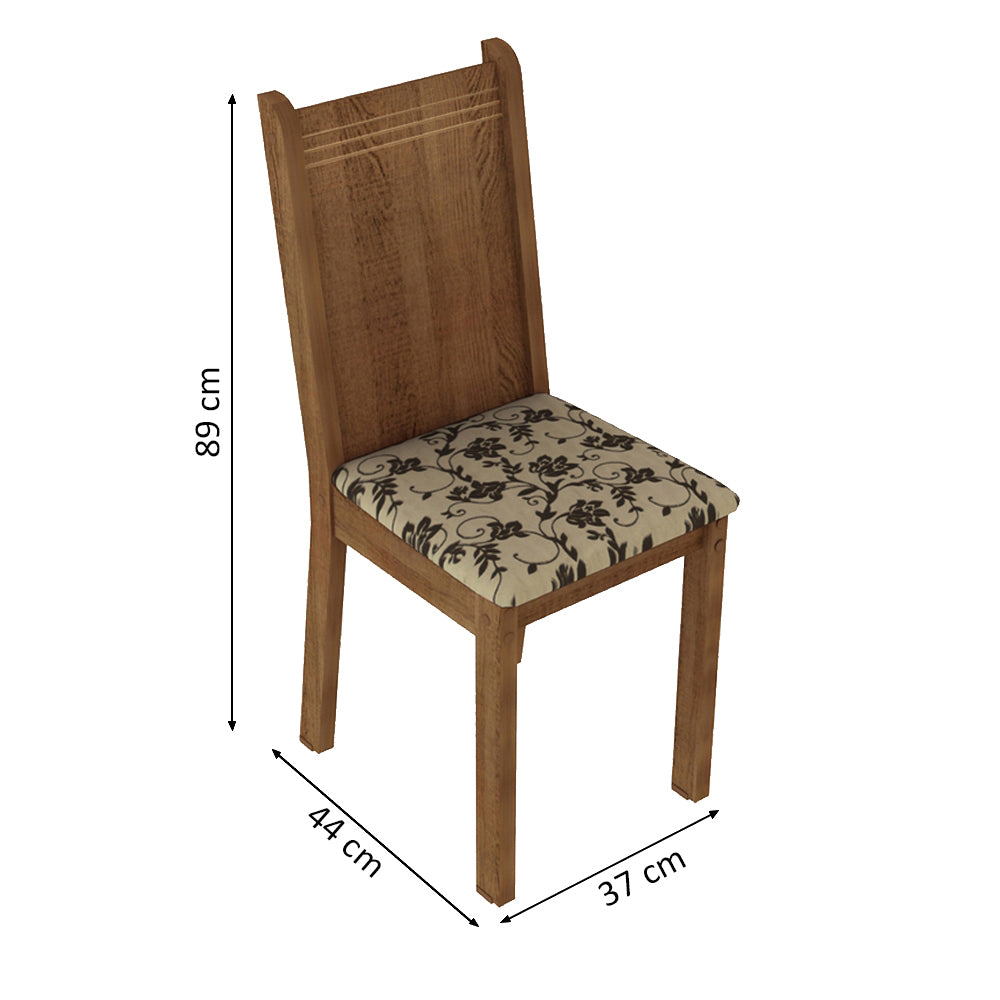 Conjunto Sala de Jantar Madesa Magda Mesa Tampo de Vidro com 4 Cadeiras Rustic/Bege Marrom