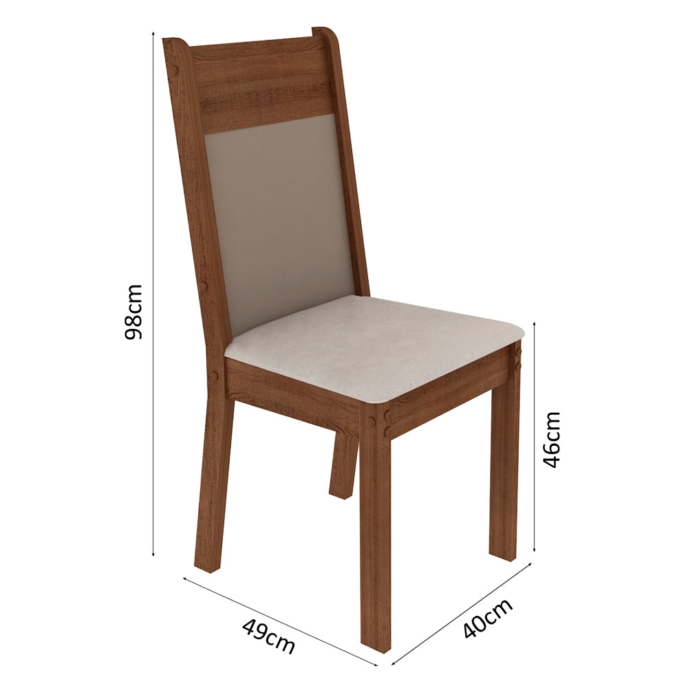 Conjunto Sala de Jantar Madesa Panamá Mesa Tampo de Madeira com 8 Cadeiras Rustic/Crema/Sintético Bege