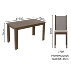 Conjunto Sala de Jantar Madesa Miriam Mesa Tampo de Madeira com 6 Cadeiras Rustic/Crema/Sintético Bege
