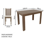 Conjunto Sala de Jantar Madesa Cíntia Mesa Tampo de Madeira com 4 Cadeiras Rustic/Crema/Sintético Bege