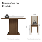 Conjunto Sala de Jantar Madesa Talita Mesa Tampo de Madeira com 4 Cadeiras Rustic/Crema/Bege Marrom