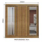 Guarda-Roupa Casal Madesa Kansas 3 Portas de Correr com Espelhos 3 Gavetas Rustic