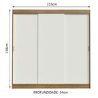 Guarda-Roupa Casal Madesa Kansas 3 Portas de Correr 3 Gavetas Rustic/Branco
