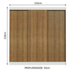 Guarda-Roupa Casal Madesa Kansas 3 Portas de Correr 3 Gavetas Branco/Rustic