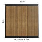 Guarda-Roupa Casal Madesa Kansas 3 Portas de Correr 3 Gavetas Preto/Rustic