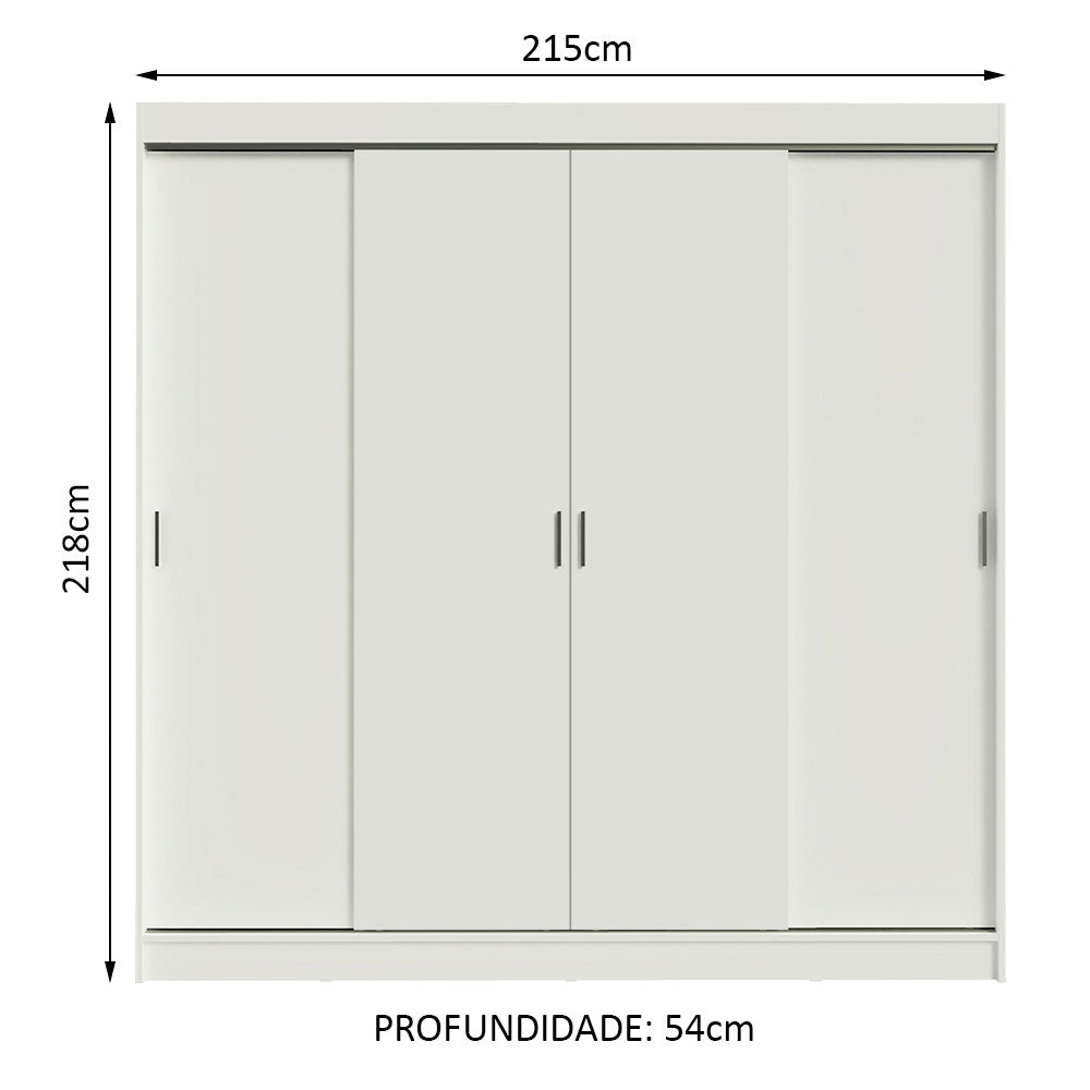 Guarda-Roupa Casal Madesa Austin 4 Portas de Correr 3 Gavetas Branco