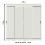 Guarda-Roupa Casal Madesa Austin 4 Portas de Correr 3 Gavetas Branco