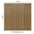 Guarda-Roupa Casal Madesa Austin 4 Portas de Correr 3 Gavetas Rustic