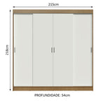 Guarda-Roupa Casal Madesa Austin 4 Portas de Correr 3 Gavetas Rustic/Branco