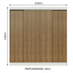 Guarda-Roupa Casal Madesa Austin 4 Portas de Correr 3 Gavetas Branco/Rustic