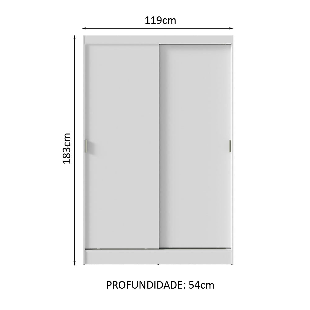 Guarda-Roupa Solteiro Madesa Luke 2 Portas de Correr de Madeira Branco