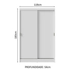 Guarda-Roupa Solteiro Madesa Luke 2 Portas de Correr de Madeira Branco