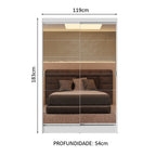 Guarda-Roupa Solteiro Madesa Luke 2 Portas de Correr de Espelho Branco