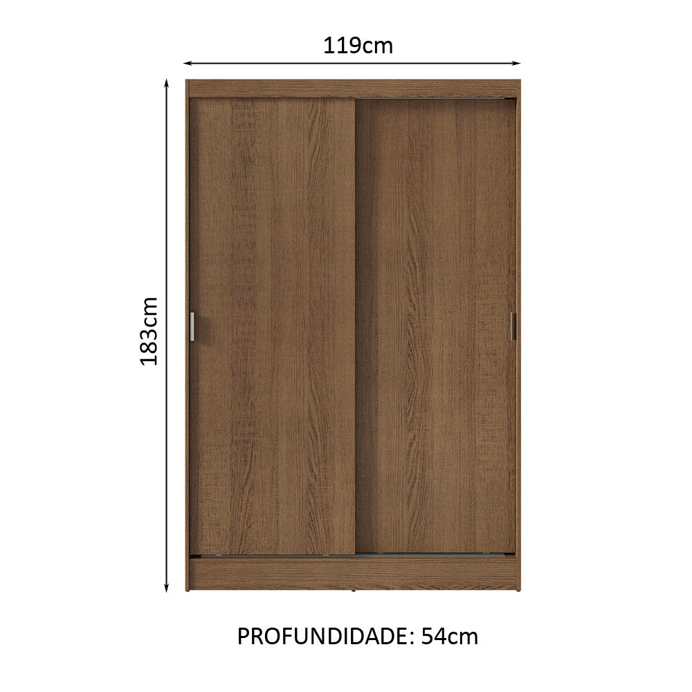 Guarda-Roupa Solteiro Madesa Luke 2 Portas de Correr de Madeira Rustic