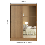 Guarda-Roupa Infantil Madesa Nick 2 Portas de Correr com Espelho Rustic