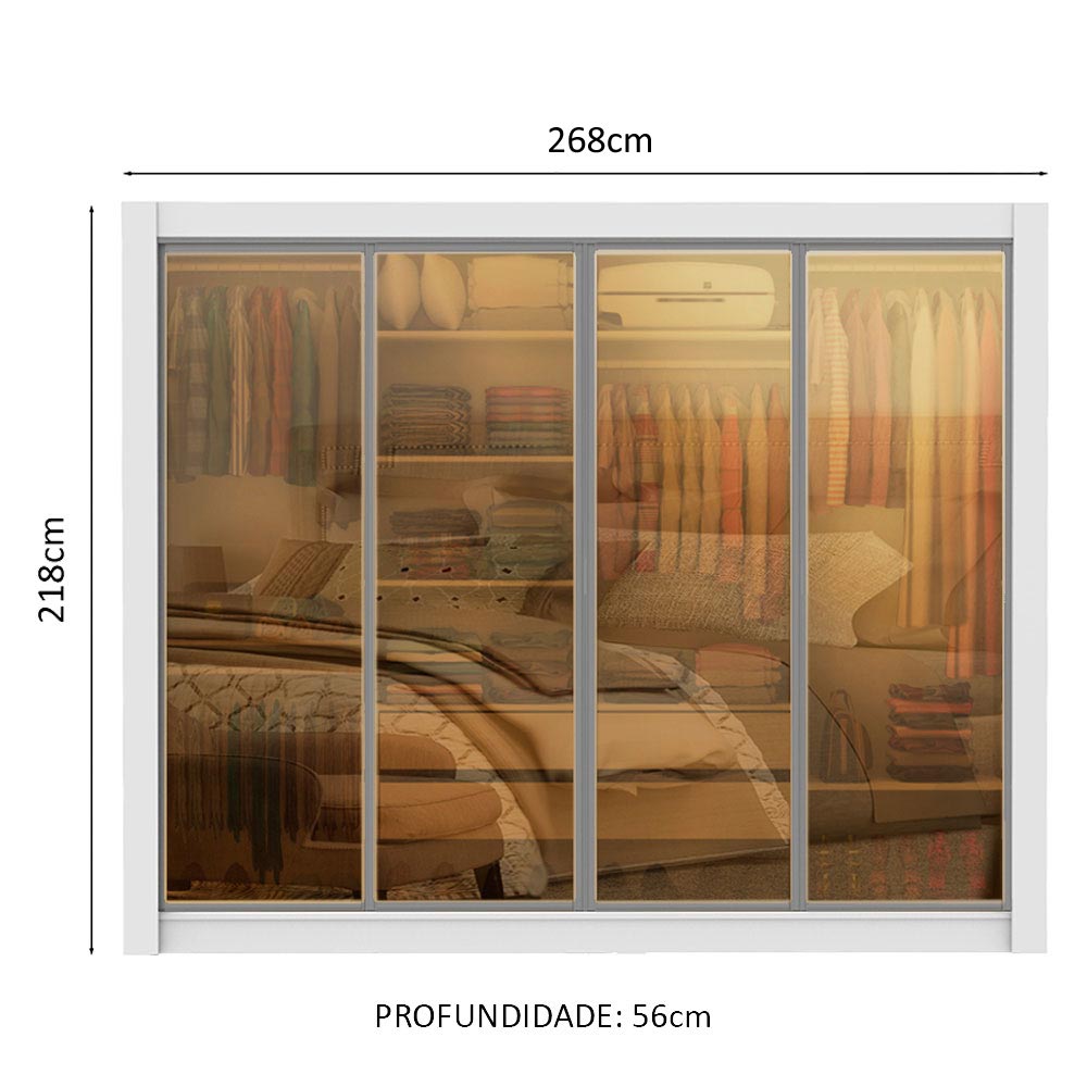 Guarda-Roupa Kremlin Reflex Madesa 4 Portas de Correr Branco