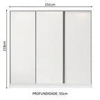 Guarda-Roupa Casal 100% MDF 3 Portas de Correr Branco Royale Madesa