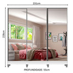 Guarda-Roupa Casal 100% MDF Madesa Royale 3 Portas de Correr de Espelho com Pés Branco