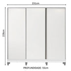 Guarda-Roupa Casal 100% MDF Madesa Royale 3 Portas de Correr com Pés Branco