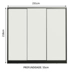 Guarda-Roupa Casal 100% MDF Madesa Royale 3 Portas de Correr Preto/Branco