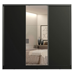 Guarda-Roupa Casal 100% MDF 3 Portas de Correr com Espelho Preto Royale Madesa