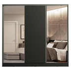 Guarda-Roupa Casal 100% MDF Madesa Royale 3 Portas de Correr com Espelhos Preto
