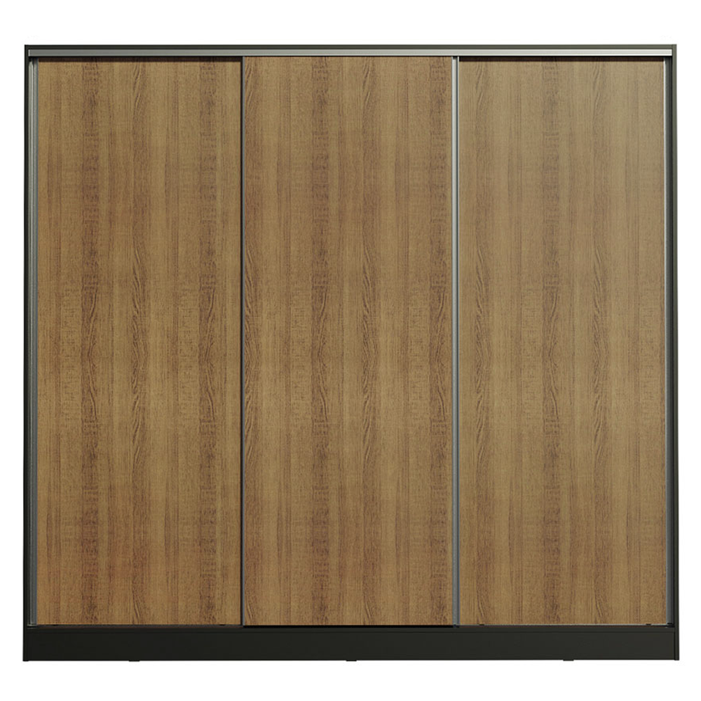 Guarda-Roupa Casal 100% MDF Madesa Royale 3 Portas de Correr Preto/Rustic