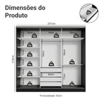 Guarda-Roupa Casal 100% MDF 3 Portas Preto Malta Madesa
