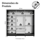 Guarda-Roupa Casal 100% MDF com Pés 3 Portas Preto Malta Madesa