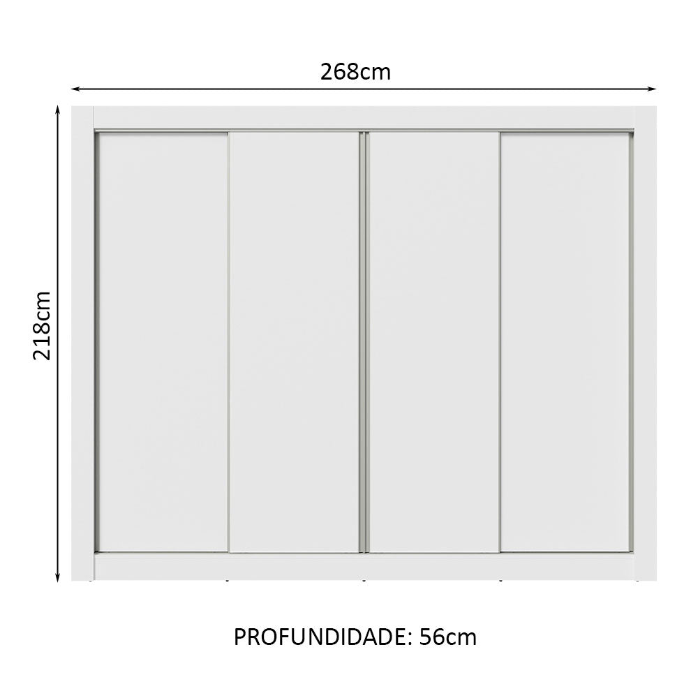 Guarda-Roupa Casal Madesa Montana 4 Portas de Correr Branco
