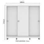 Guarda-Roupa Casal Madesa Napoli 3 Portas de Correr com Pés Branco