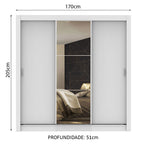 Guarda-Roupa Casal Madesa Mônaco 3 Portas de Correr com Espelho Branco